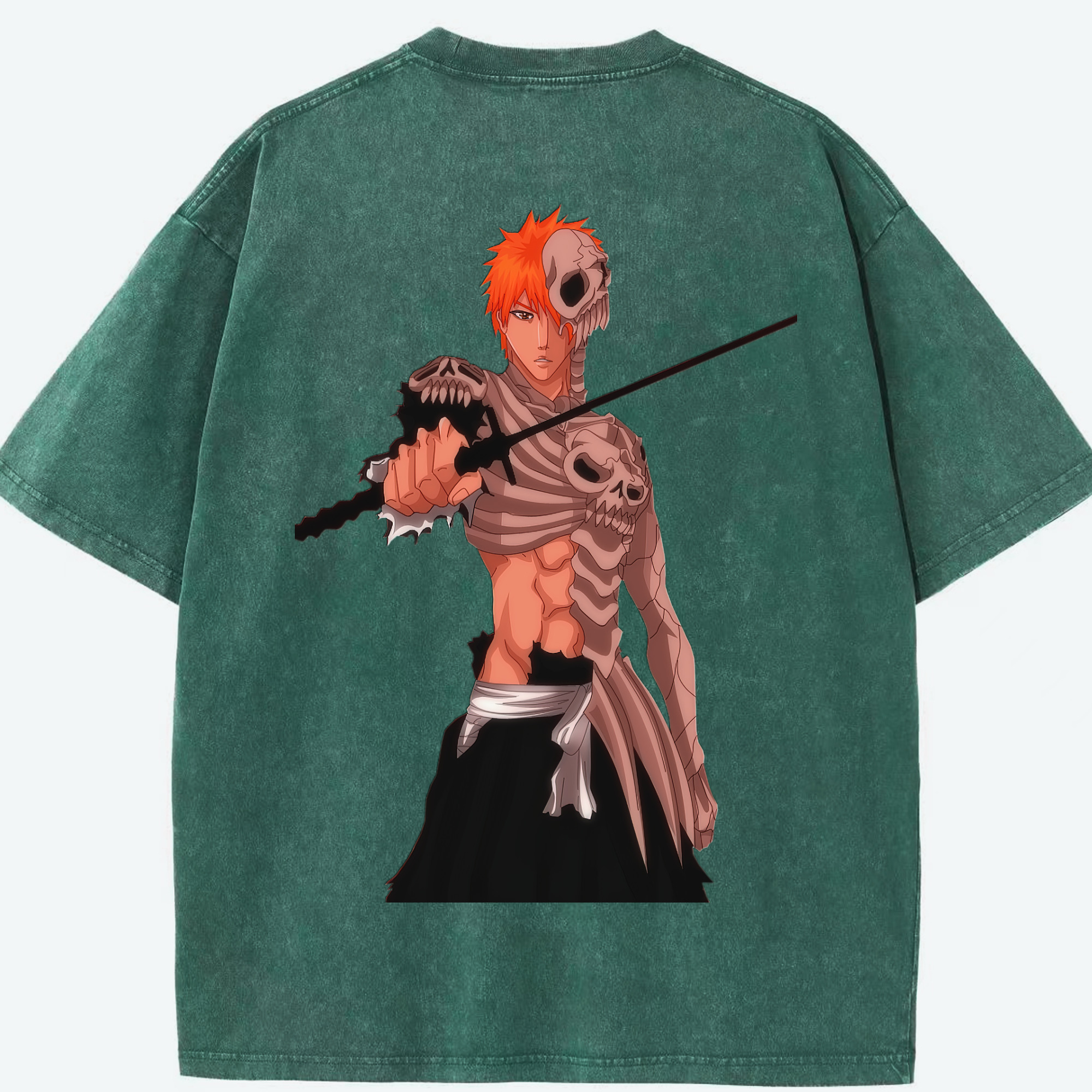 （画像用） ブリーチ 黒崎一護（くろさき いちご）BLEACH Kurosaki Ichigo 綿100% ヴィンテージ風 半袖Tシャツ（背面プリント）